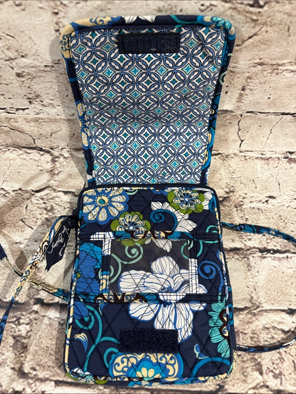 Vera Bradley Navy Floral Quilted Crossbody with Teal & Cream Accents - Picture 5 of 9